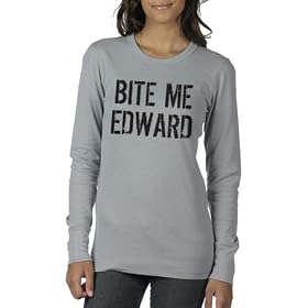 Long Sleeve Thermal Juniors Bite Me Edward T-shirt