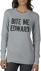 Long Sleeve Thermal Juniors Bite Me Edward T-shirt