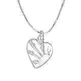 Sterling Silver Open Heart with Sun Pendant, 18
