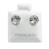 Sterling Silver Round Clear CZ 2mm Stud Earings