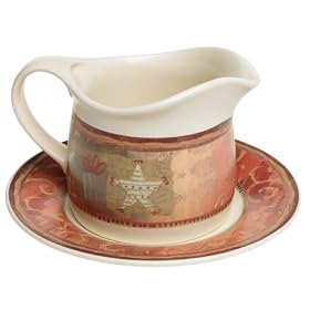 Pfaltzgraff Holiday Spice Gravy Boat with Saucer