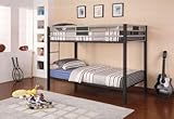Twin Size Metal Bunk Bed - Black and Silver