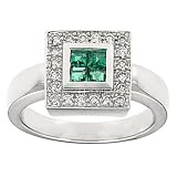 14k White Gold Emerald and Diamond Ring (H/I1, 1/4 ct. tw.)