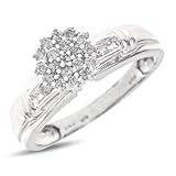 1/3 CT. T.W. Round Cut Diamond Ladies' Engagement Ring 14K White Gold Women's Engagement Ring - Free Gift Box -