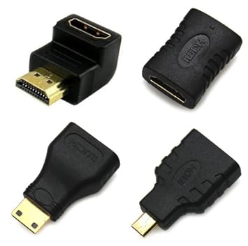 【クリックで詳細表示】全部に対応 HDMI 接続 変換 4つセット mini HDMI ＆ micro HDMI 90° L型 延長 コネクター： 家電・カメラ