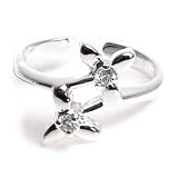 Sterling Silver Toe Ring W/ White CZ Cubic Zirconia