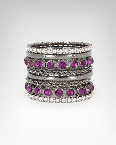 Bebe Multi Chain Crystal Encrusted Bangle Set BLACKBERRY CORDIAL onesize