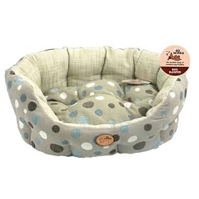 Dog Bed 40 Winks Oval Sleeper Beige & Teal 28"
