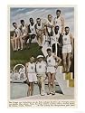American Contestants Pose and Smile at the Side of the Swimming Pool, Swimming & Diving Photographic Poster Print, 12x16