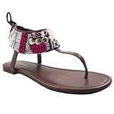Soda GATACA Women’s Beaded Thong Sandals (10 B(M) US, Brown)