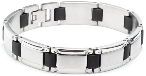 Fashion Steel Unisex-Armband Edelstahl Glieder Kautschuk teilpoliert 21 cm 08311K303 Preisvergleich