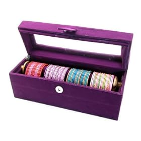 Beachcombers! Window Indian Glass Bangle Travel Holder Jewelry Bracelet Storage Case Organizer Box