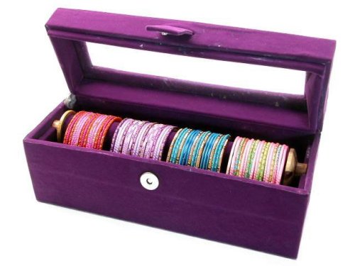Click here to buy Beachcombers! Window Indian Glass Bangle Travel Holder Jewelry Bracelet Storage Case Organizer Box.