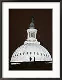 Security Agents Stand Watch on the Roof of the U.S. Capitol Collections Framed Photographic Poster Print, 24x30