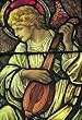 Frameable Art Card for Christmas - Angel with Mandolin in Stained Glass