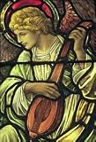 Frameable Art Card for Christmas - Angel with Mandolin in Stained Glass