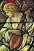 Frameable Art Card for Christmas - Angel with Mandolin in Stained Glass