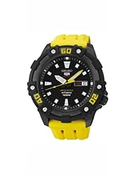 Seiko 5 SRP509 Limited Edition Dial Black Ion-plated Yellow Rubber Band Watch