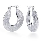 Sterling Silver Swirl Design Round Hoop Earrings