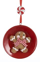 3.5" Gingerbread Kisses Cookie Boy on Plate Christmas Ornament