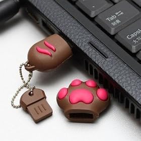 4GB Cute Kitten Cat's PAW High Speed USB 2.0 High Speed Flash Pen Drive Disk Memory Stick Choice of 4GB 8 GIG 8GB 16Gb 32GB Support Windows and Mac OS Shock Proof Great Gift (Ricco 05-017) (4GB BROWN)