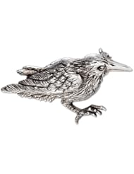 Sterling Silver Finely Detailed Antiqued Raven Pin