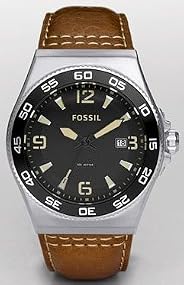 Fossil #AM4340 Men's Maddox Analog Black Dial Leather Strap Watch