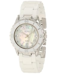 XOXO Womens XO2003 Swarovski Crystal Accented Silver-Tone White Ceramic Bracelet Watch
