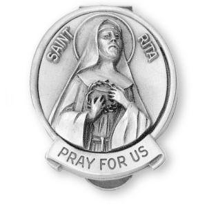 Fine Pewter Saint Rita Visor Clip