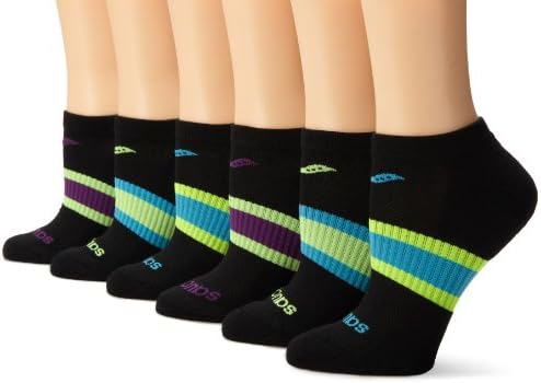Saucony Women's 6-Pack Performance Arch Stripe No Show Socks