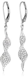10k White Gold Diamond Spiral Drop Earrings (1/2 cttw, I-J Color, I2-I3 Clarity)