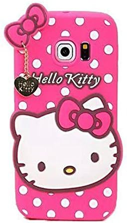 S6 Case,Galaxy S6 Case,Samsung Galaxy S6 Case,ATRAGE 3D Cartoon Hello kitty With Heart Pendant Soft Rubber Cover Silicone Case for Samsung Galaxy S6 (Rose)