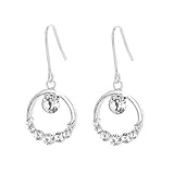 IMAGE OF Perfect Gift - High Quality Elegant Round Earrings with Silver Swarovski Crystals (894)
