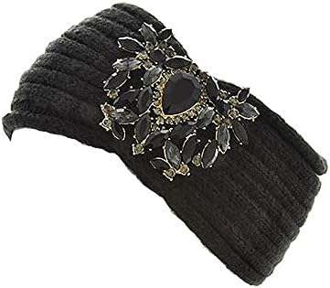 Aris Cozy Chic Jeweled Aspen Stretch Knit Headband (Black)