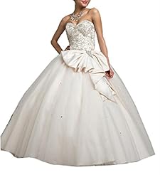 Junior Beaded Satin/Tulle  Sweetheart  Ball Gown Quinceanera Dress 