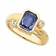 14K Yellow Gold Iolite and Diamond Ring