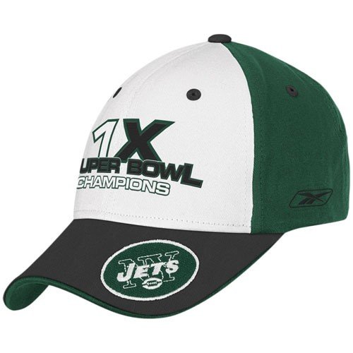 Buy Reebok New York Jets White 1-Time Superbowl Champions Adjustable Hat by Reebok