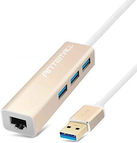 USB 3.0 Hub-Antemall (TM) 3 Port Aluminum USB 3.0 HUB +RJ45 Lan Adapter Laptop Ethernet Dock Network Extender for Apple Macbook Pro Air, iMac, Mac Mini, ChromeBook Pixel, Surface Pro