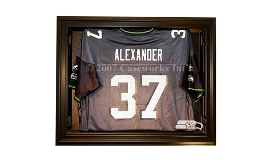 Seattle Seahawks Football Jersey Display Case with Removable Face and Black Finish Frame