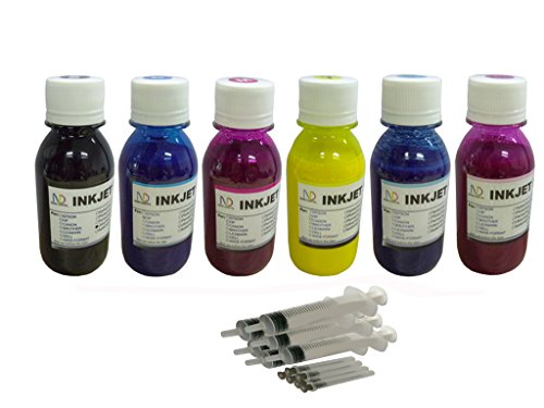PrinterKnowÂ® Compatible Sublimation ink,heat press ink for Epson stylus photo 1400,artisan 1430;for mugs,t-shirts,plates,mouse mats,polyester fabrics etc. total 600ml(100ml each cyan magenta yellow black,light cyan and light magenta)