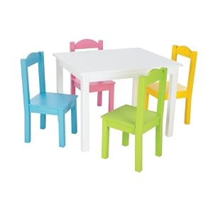 Tot Tutors Kids' Table and 4 Chair Set, Pastel Wood