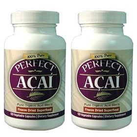 100% Organic ACAI Pure Freeze Dried Fruit Berry, 2 Bottles (120 Capsules Ea Bottle)