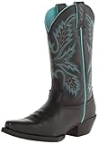 Justin Boots Women's Stampede Sliver Collection Riding Boot, Black Deer Cow, 7.5 B US