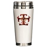 Ceramic Travel Drink Mug Chopper Cross With Flames