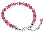 Fantastic .925 Sterling Silver Sparkling Pink Cats Eye & Swarovski Crystal 7 7.5 8 8.5 9 Adjustable Bracelet With Lobster Clasp