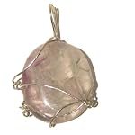 Fluorite Pendant 10 Wire Wrapped Oval Clear Silver Purple Green Gemstone Reiki Healing 2.8