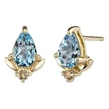Gorgeously Sophisticated 1.00 cts Pear Shape Swiss Topaz Diamond Earrings 14Kt Yellow Gold