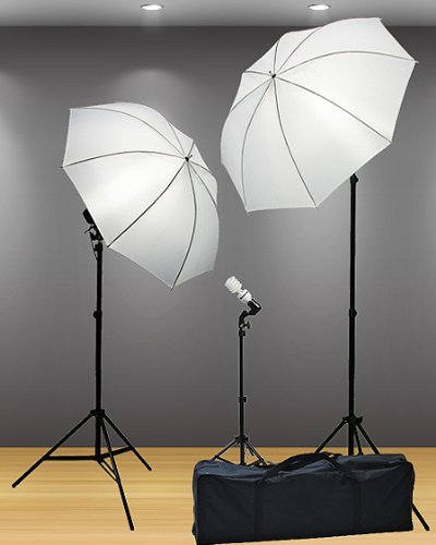 Fancierstudio 3 Point Umbrella Lighting Kit with Carrying Case, Professional Lighting for Studio Photography, Portrait Lighting and Video Lighting