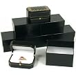 6 Double Ring Boxes Black Leather Locking Gift Display