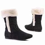 Damen Schuhe, STIEFEL, STIEFELETTEN MIT KUNST FELL, 866-9, Synthetik in hochwertiger Leder Optik, Schwarz, Gr 39